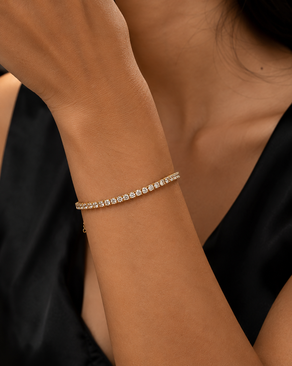 3,38 karat diamantarmbånd - 14 kt. gulguld