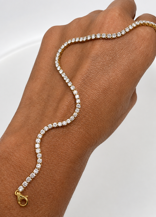 3,38 karat diamantarmbånd - 14 kt. gulguld