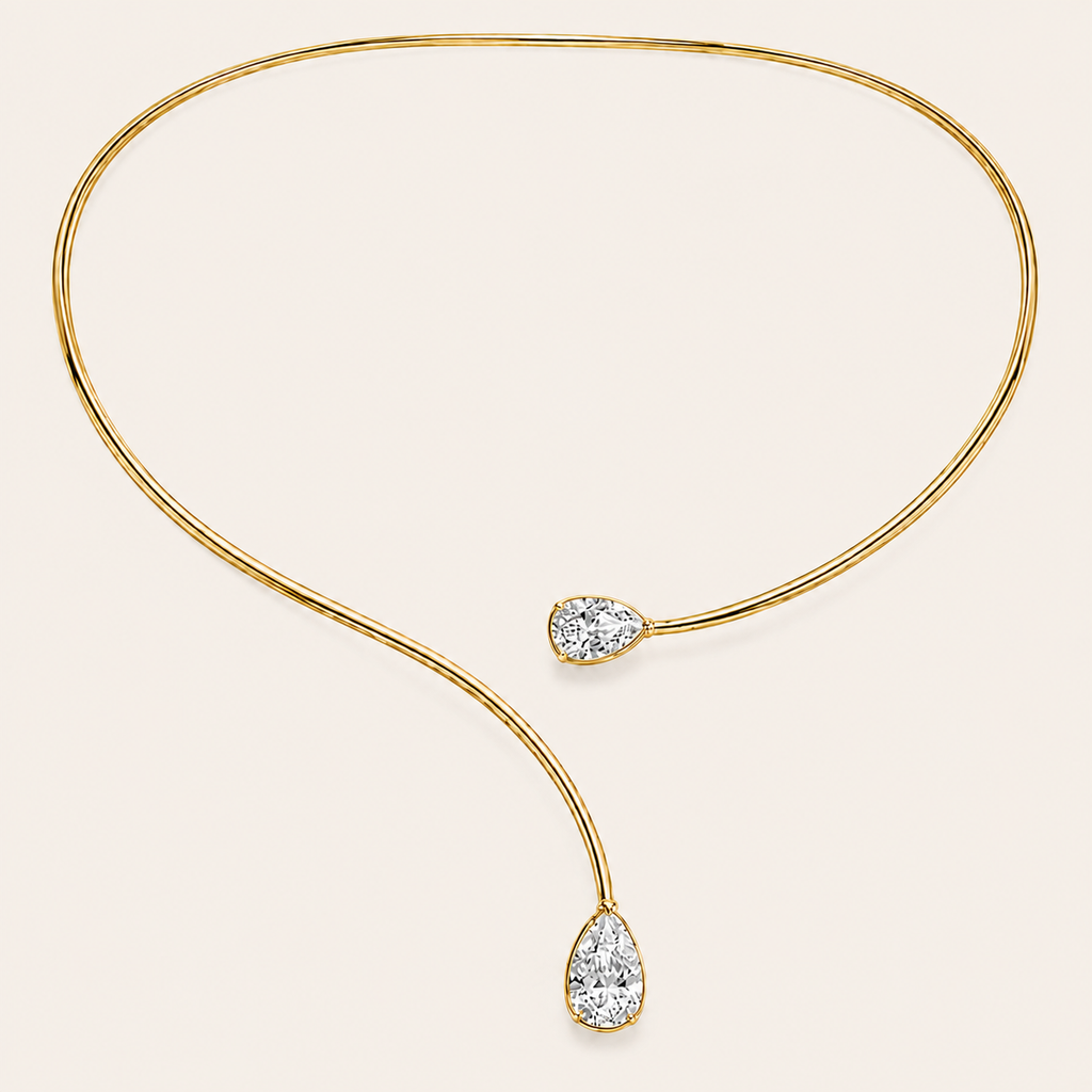 7,07 karat diamant halskæde - 14 kt. gulguld