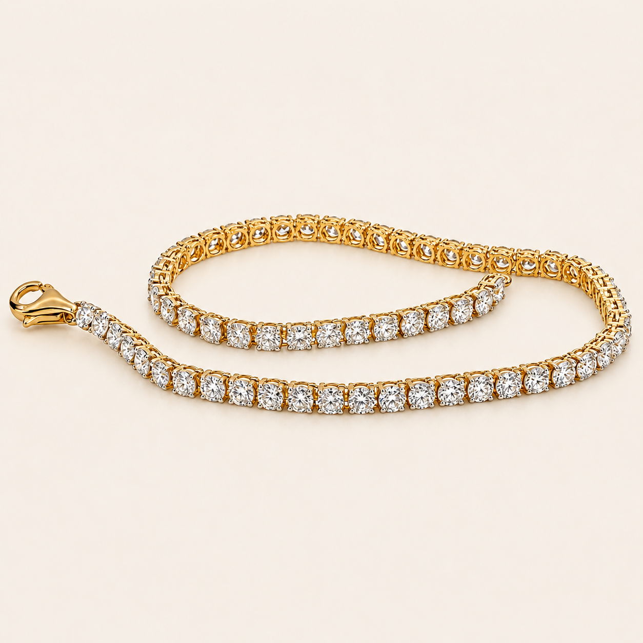 3,38 karat diamantarmbånd - 14 kt. gulguld