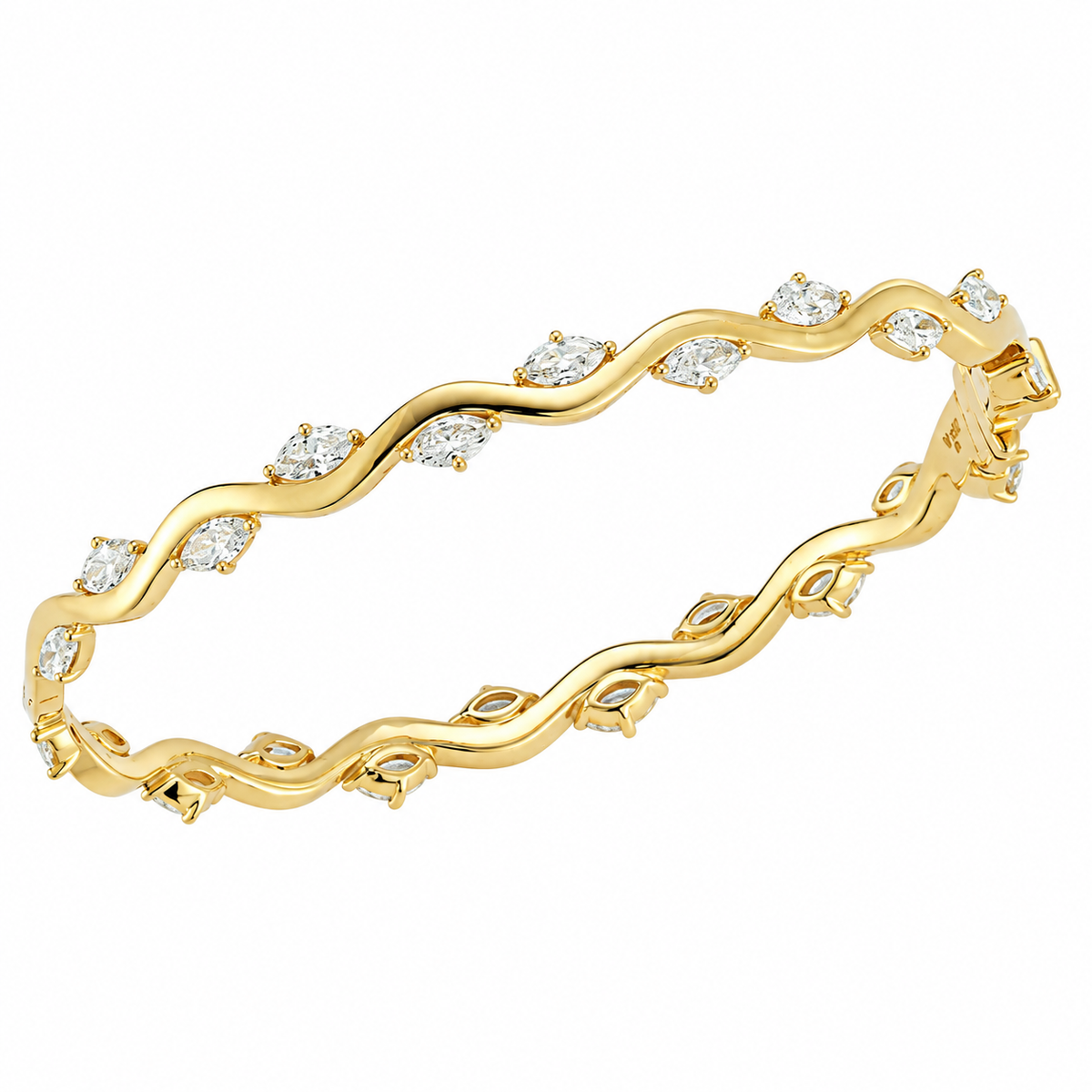 RANKE diamantarmbånd i 14 karat gulguld med ca. 2,50 ct. diamanter og et skulpturelt, bølgende design fra Stensgaard.