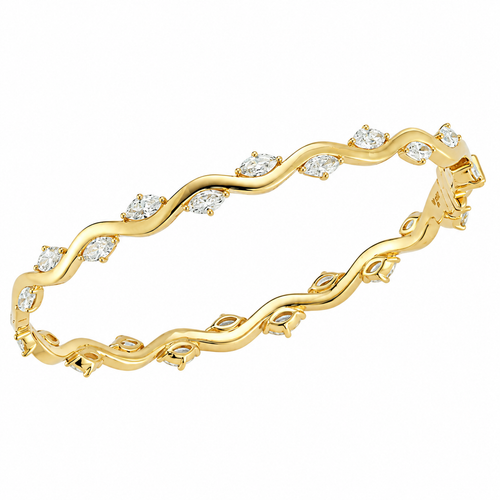 RANKE diamantarmbånd i 14 karat gulguld med ca. 2,50 ct. diamanter og et skulpturelt, bølgende design fra Stensgaard.